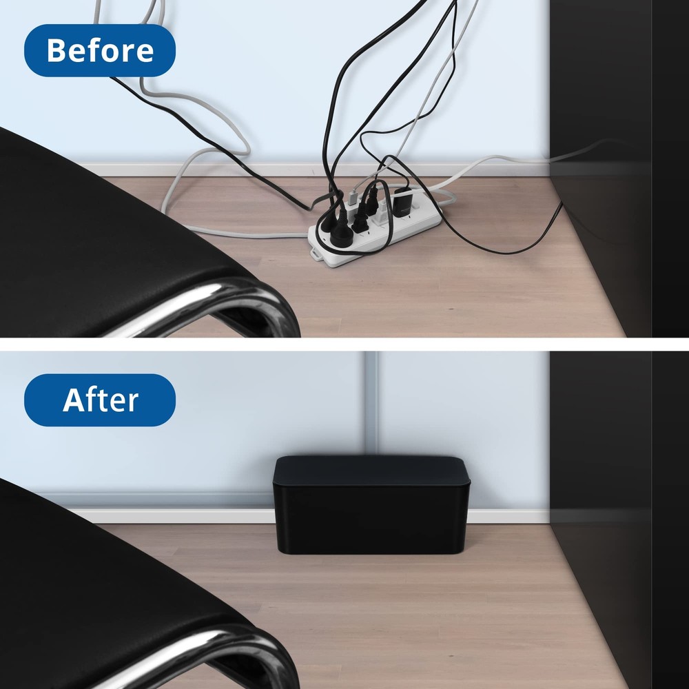 Cable Management Box Black 2pack Cord Organizer Box Extra Large And Medium Size