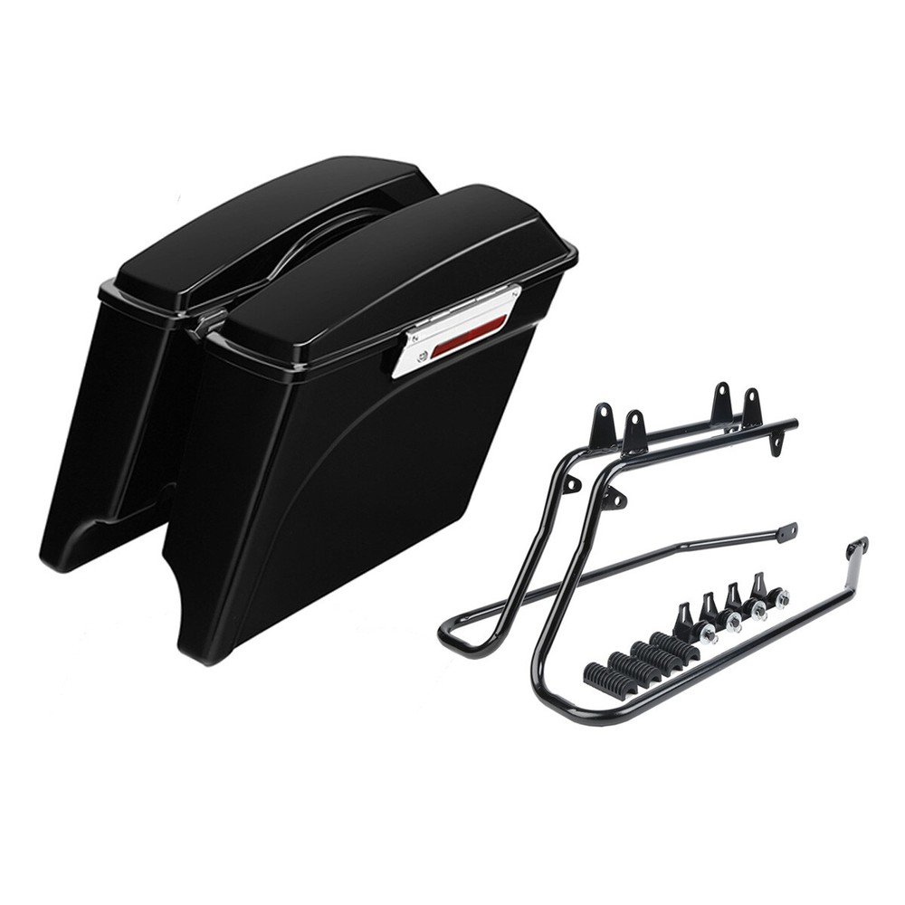 5'' Stretched Saddlebags & Conversion Bracket Kit Fit For Harley Softail 84-17