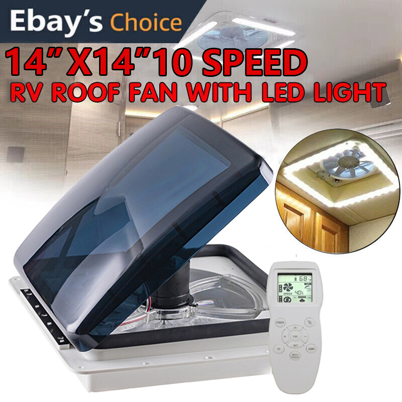 14'' 12V RV Roof Vent Air Max LED Fan Remote 10 Speed Camper Rain Sensor USA