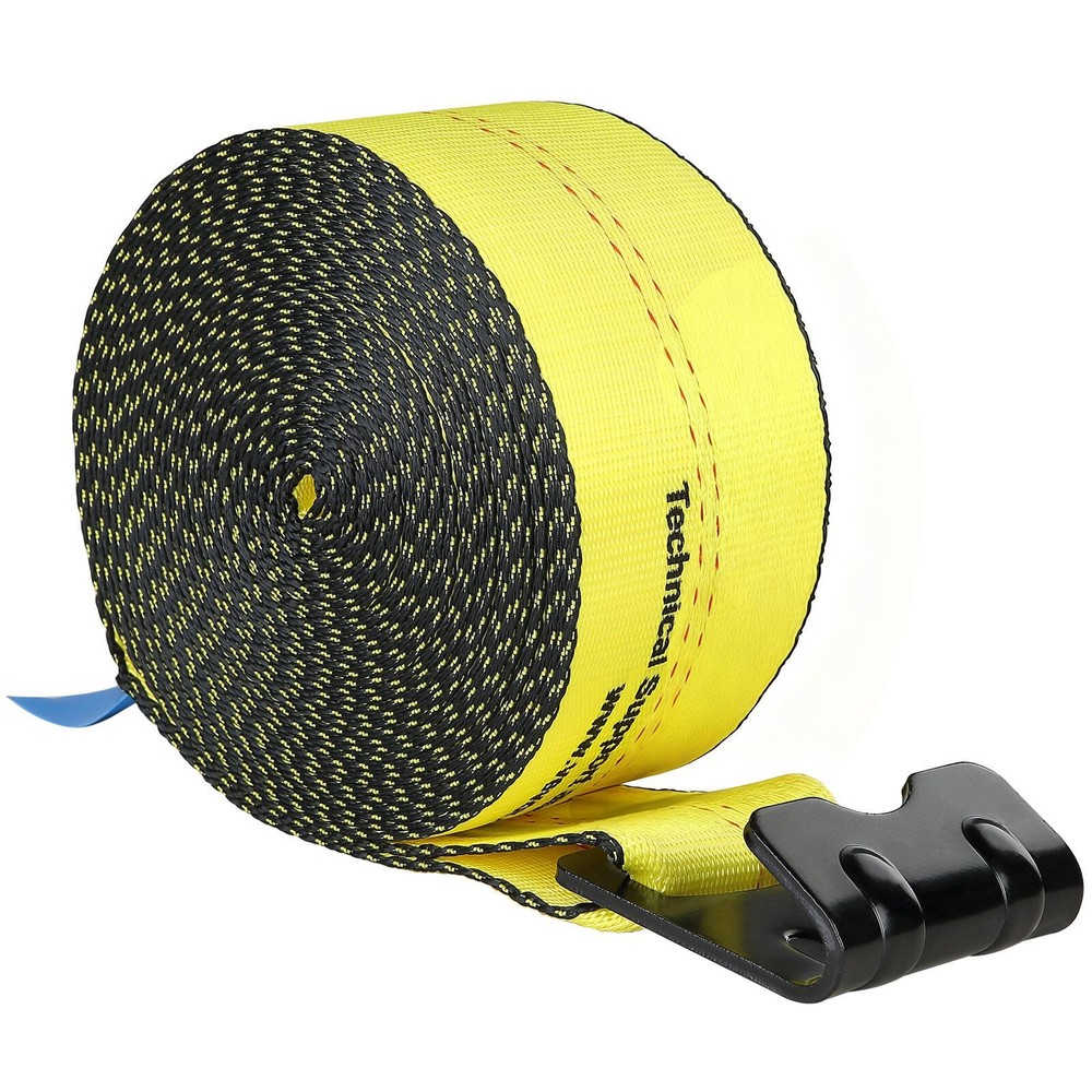 4"x30' Winch Straps 6000lbs Capacity Flat Hook Tie Downs Cargo Control Yellow