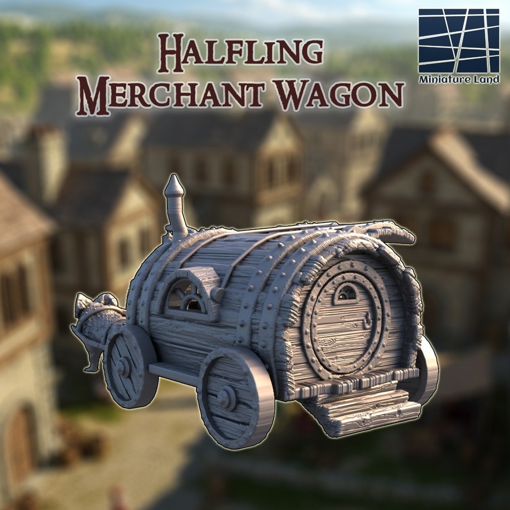 Halfling Merchant Wagon 28mm Tabletop Building.
