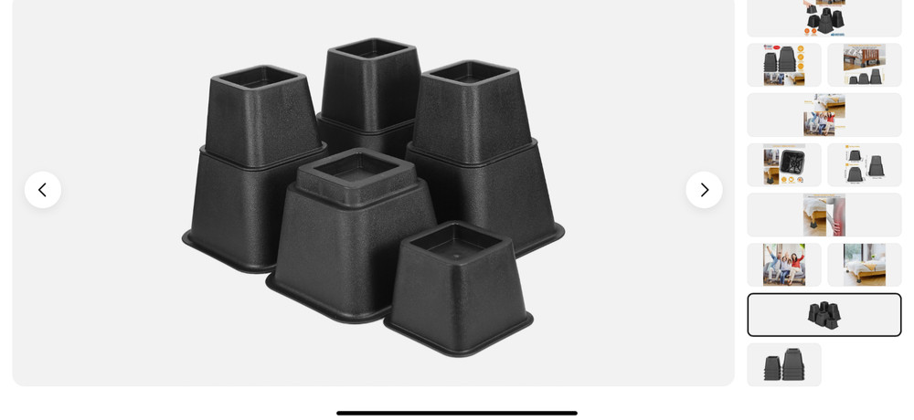 Furniture Risers 8 Pc Set Adjustable Bed Sofa Chair Riser Utopia Bedding BLACK