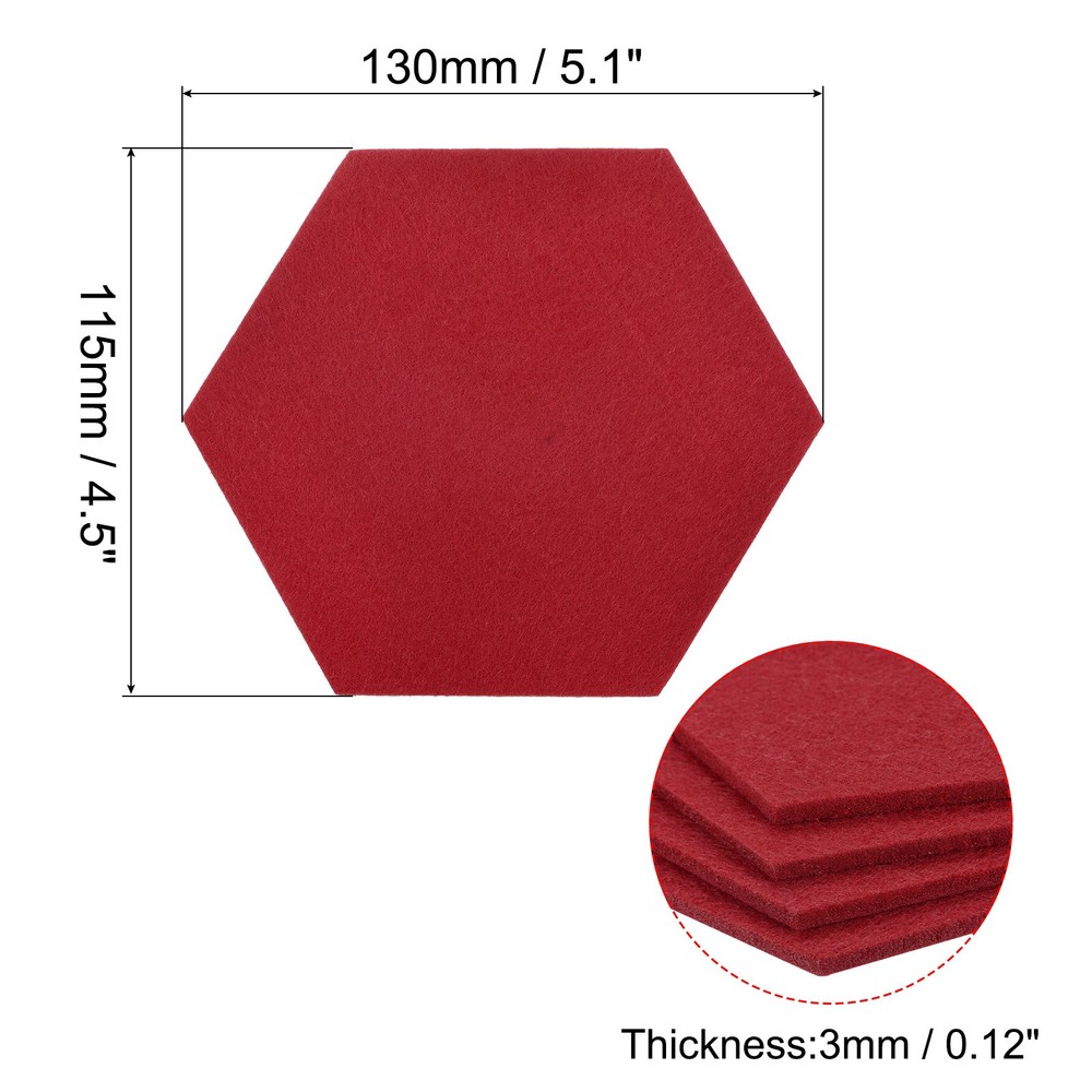 Felt coasters 9pcs hexagonal pads coasters, red