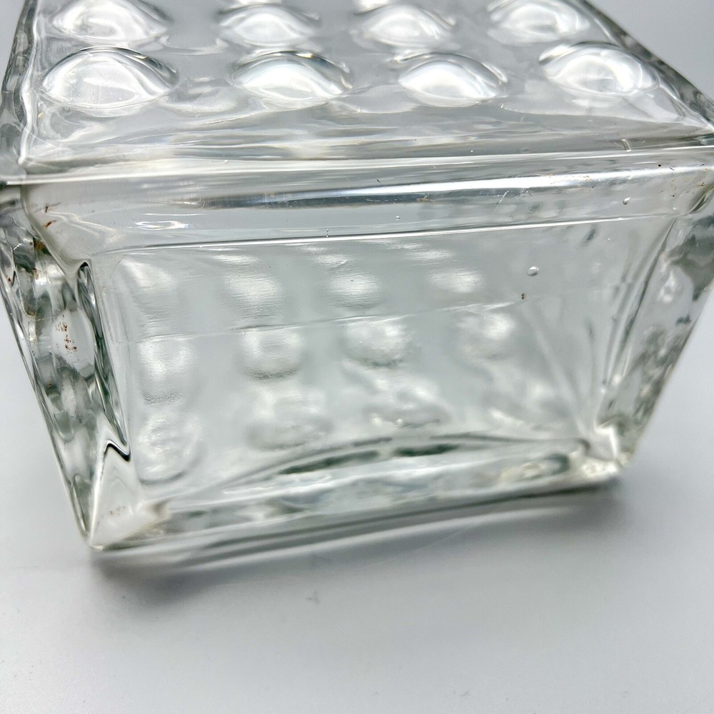 Mid Century Modern Style Vase Bubble Quilted Optic Clear Glass Rectangular 7.75"