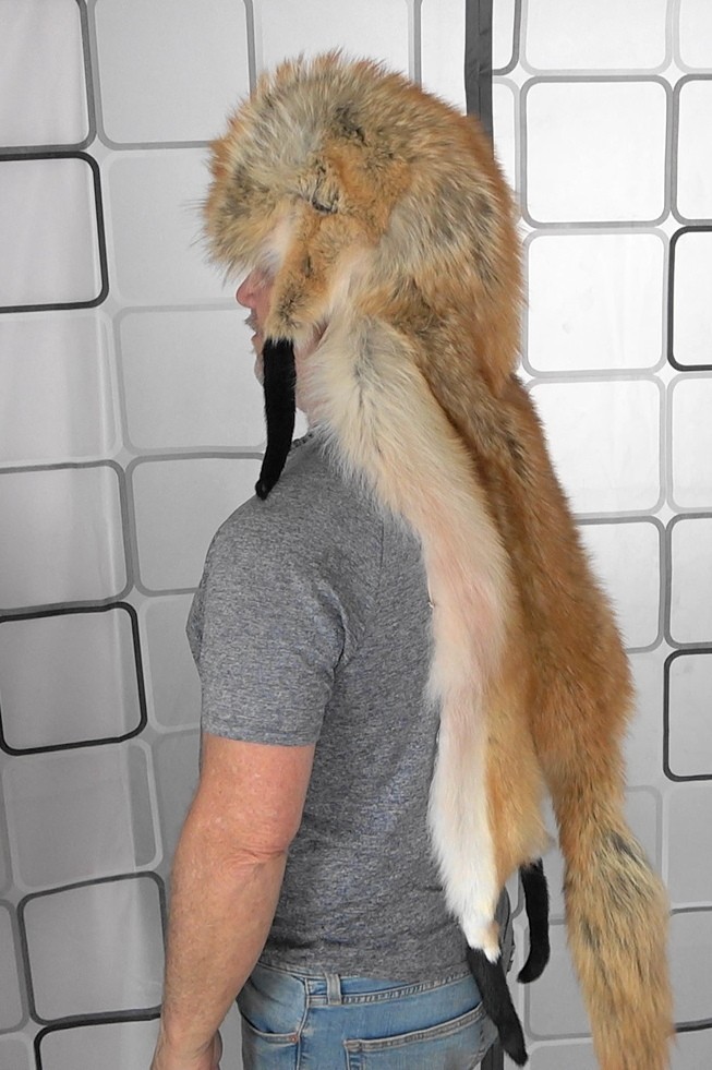 Red coyote fur hat