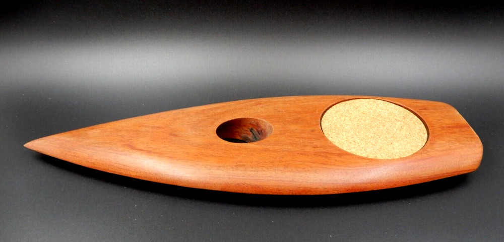 SOLID TEAK WOOD DANISH MODERN BOTTLE SUPPORT AND COASTER