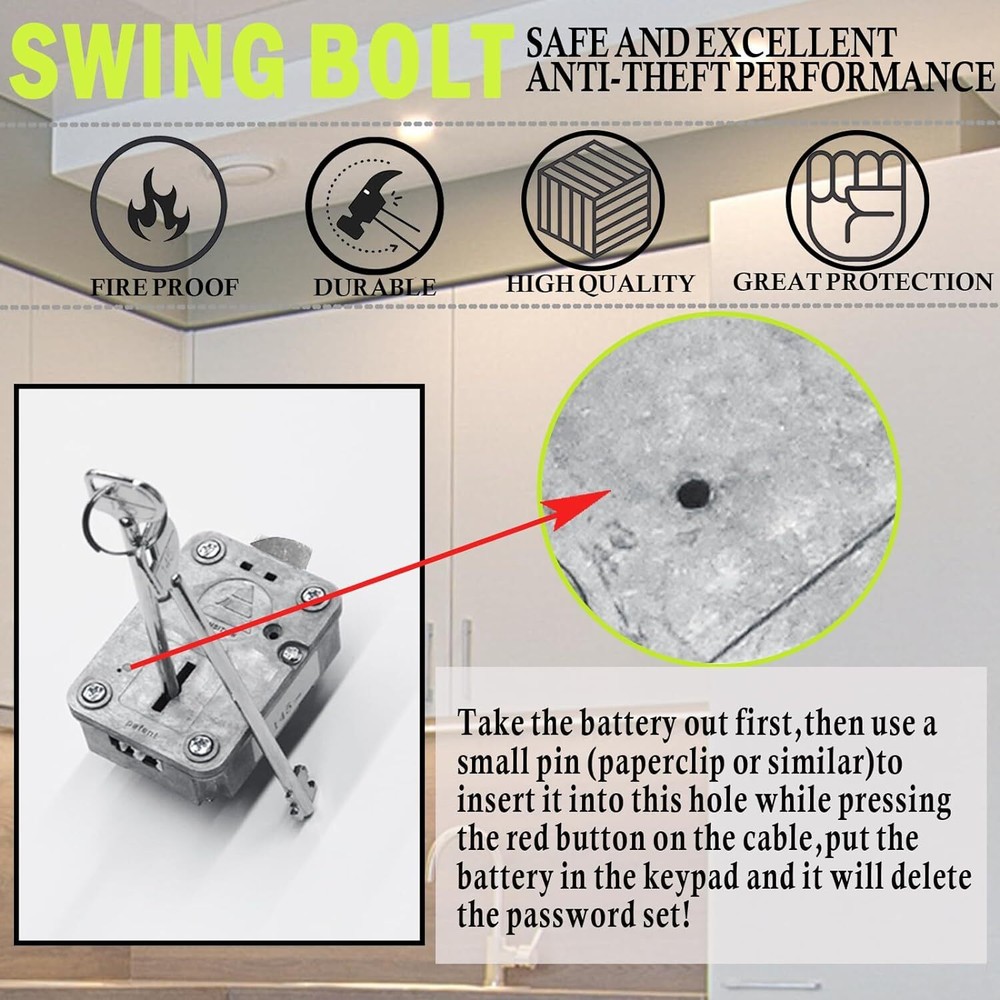 Fingerprint Gun Safe Lock Replacement Left Hand Swingbolt Lock With 2 Keys