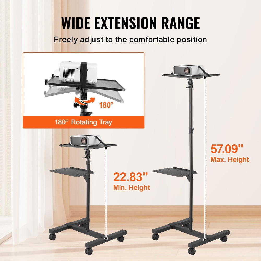 New/Projector Stand with Wheels, Projector Floor Stand Adjustable Height from 22