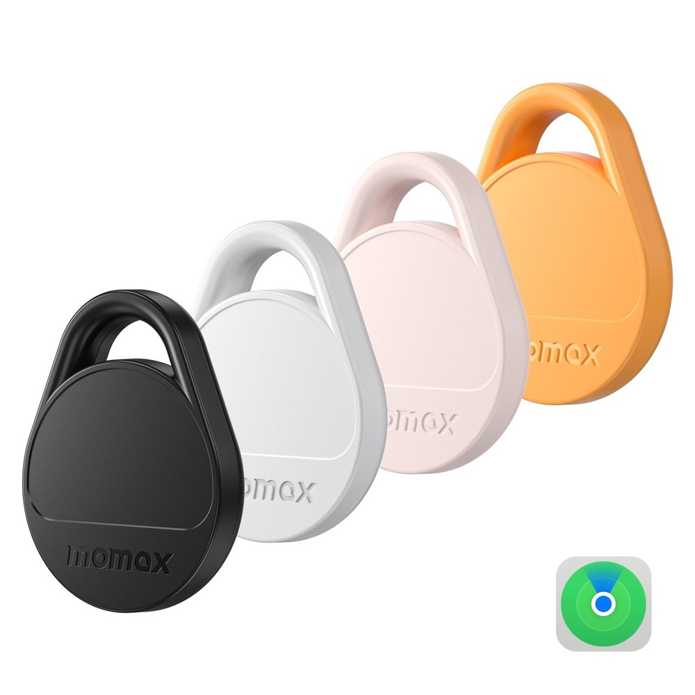 Momax Air Tracker Tags 4 Pack, [Apple MFi Certified], Replaceable Battery Blu...