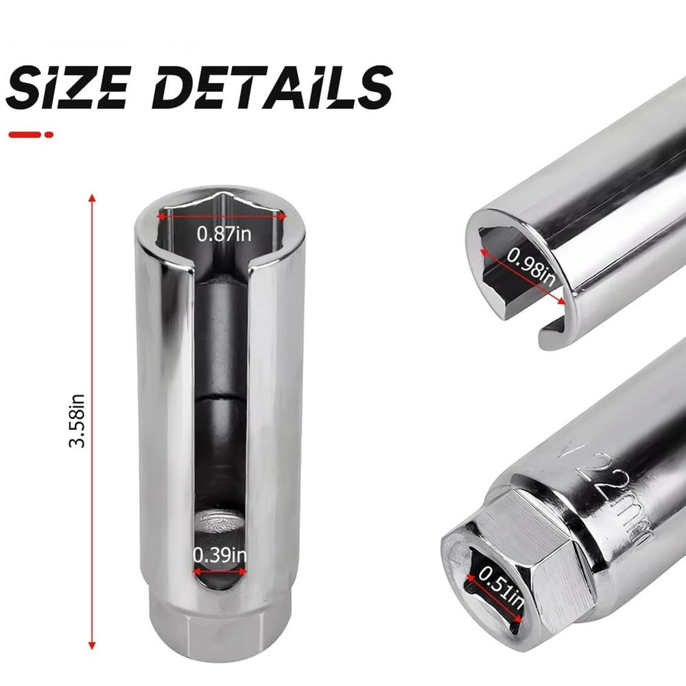 Silver Car Oxygen Sensor Socket 22mm 7/8 in O2 Sensor Removal Tool Universal