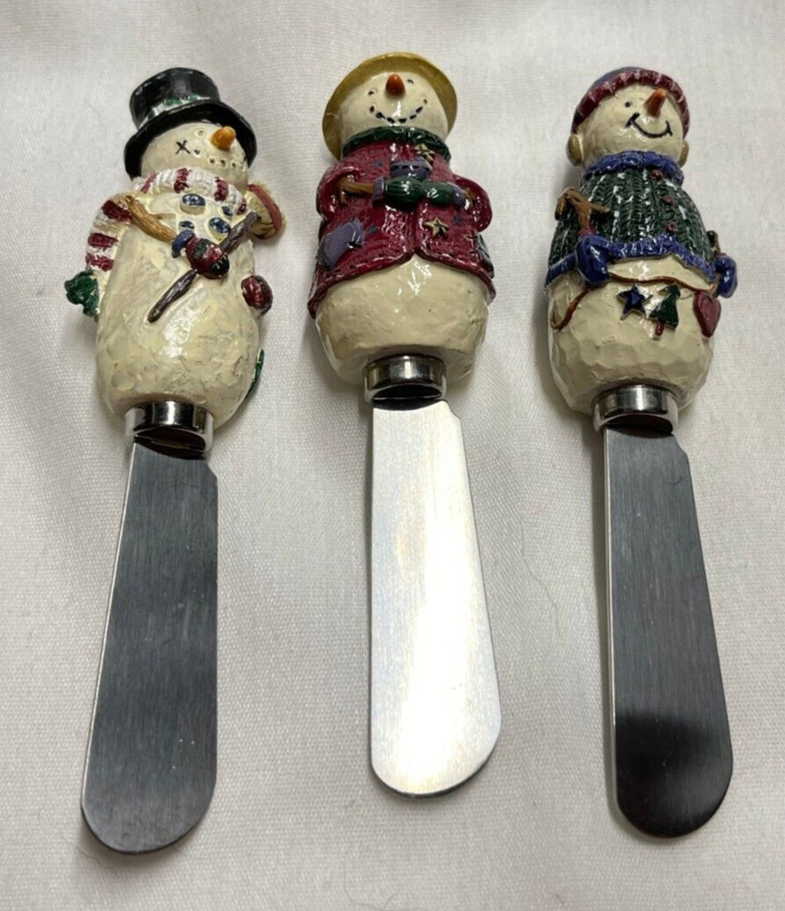 Three Snowman Canape Knives