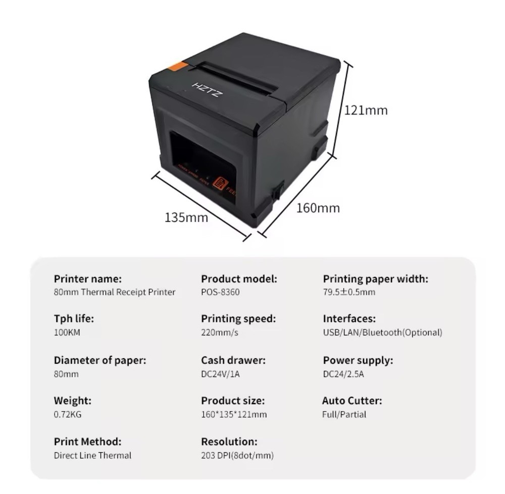 80mm Thermal Receipt Printer,USB POS Printer,Support Windows/Mac/Linux/OPOS