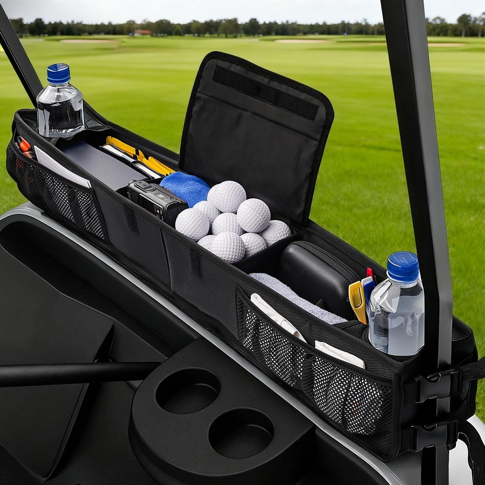 Golf Cart Storage Basket with Cooling Compartment & Adjustable Strap - Fits Most