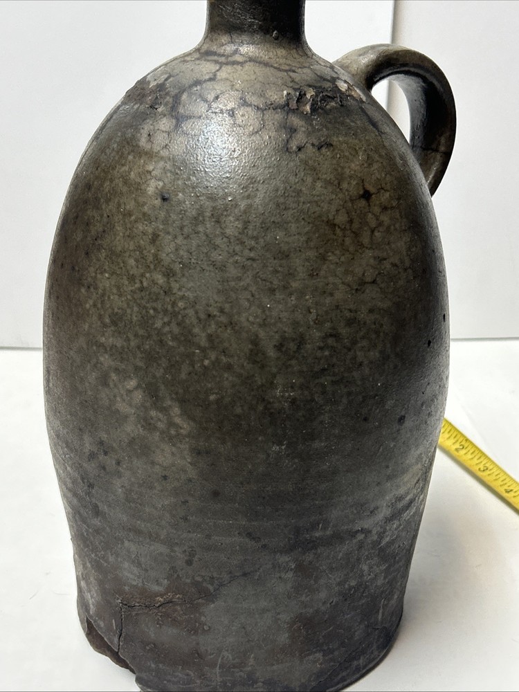 Primitive Antique Single Handled Stoneware Glazed Jug