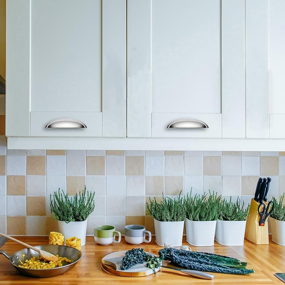 10 Pack 5" Drawer Pulls Polished Chrome Cabinet Cup Pulls Kitchen Hardware Ca...