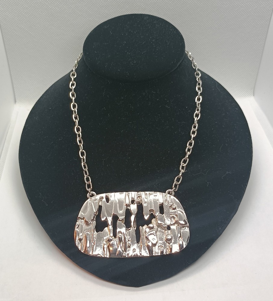 Trifari Silver Tone Retro Statement Necklace