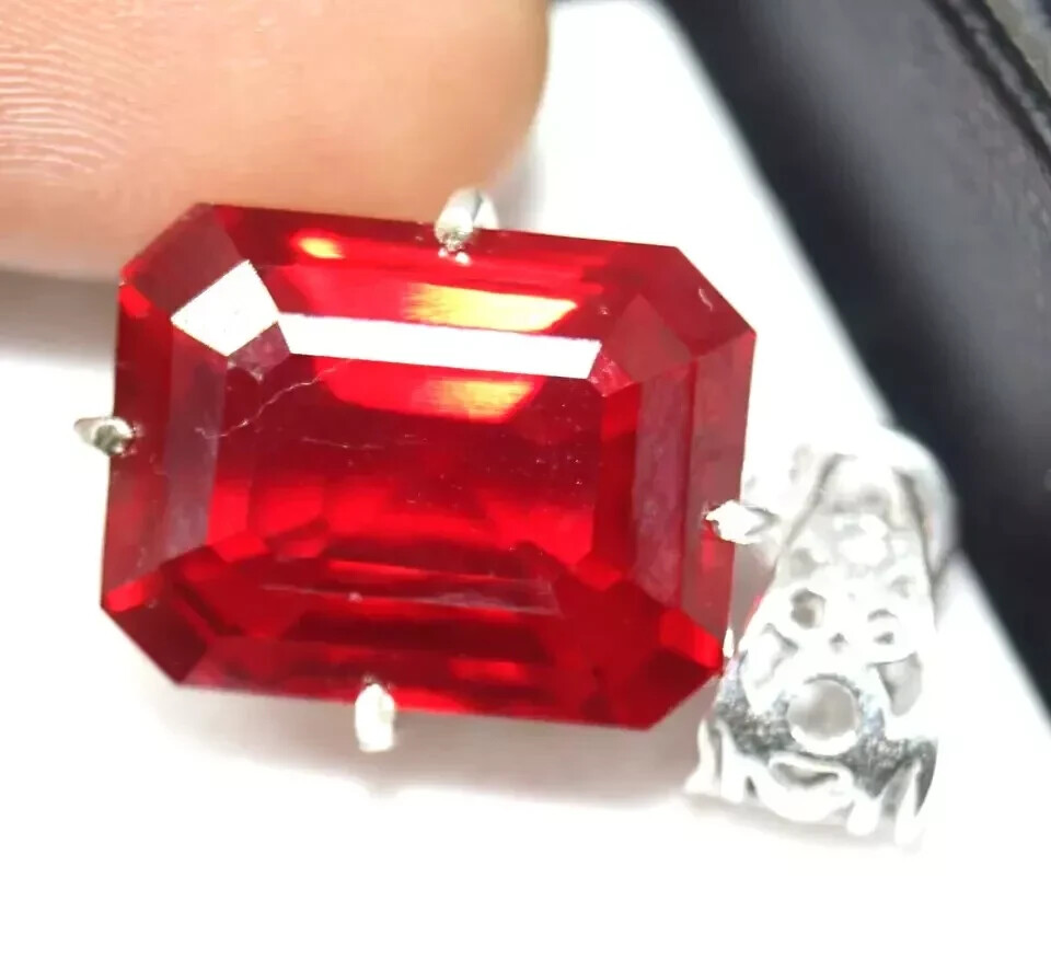 25 Ct Natural Red Ruby Emerald Cut  Pendant AGL Certified Gemstone