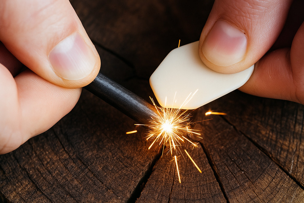 Ceramic Micro Striker Scraper Ferrocerium Rod Spark Tool Knife Sharpener 3 Pack