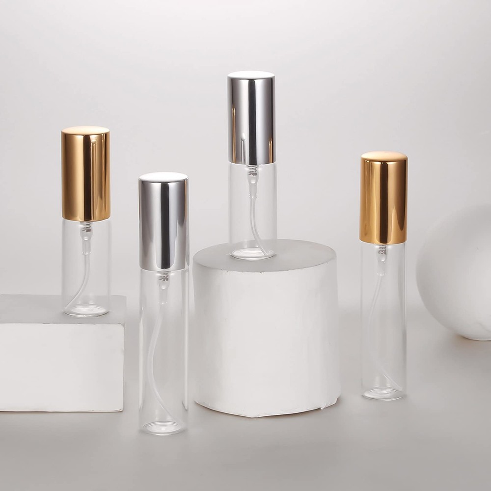 20Pack 10ml Refillable Travel Perfume Atomizer Bottles with Gold Caps
