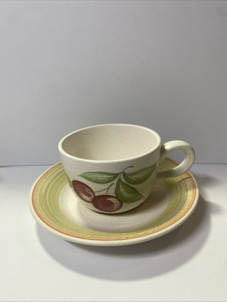 Franciscan earthenware fruit cherry cup & saucer set