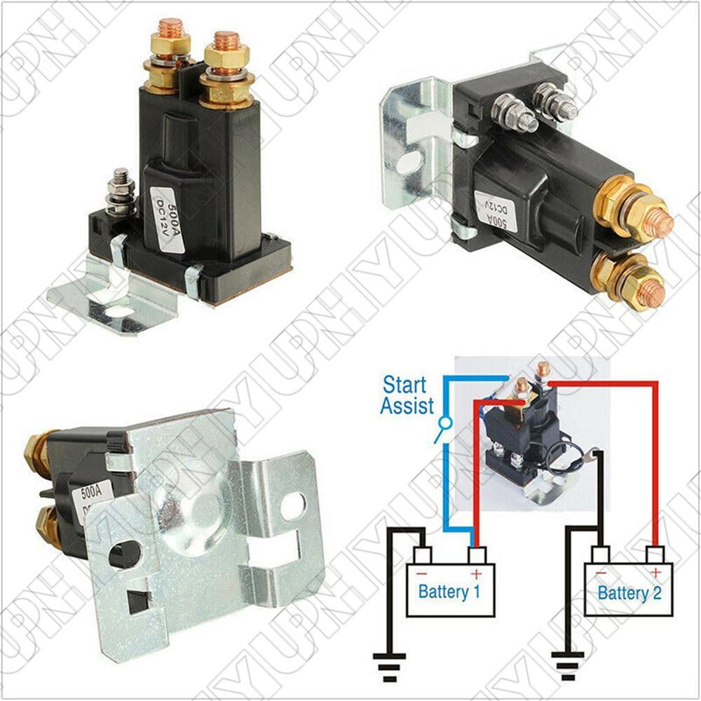 12V 500A Dual Battery Isolator Relay Start Cut Off Power Switch Controller New