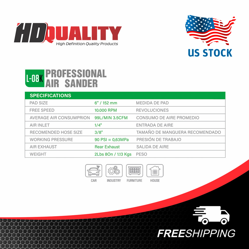 6" PROFESSIONAL Air Sander With Vacuum