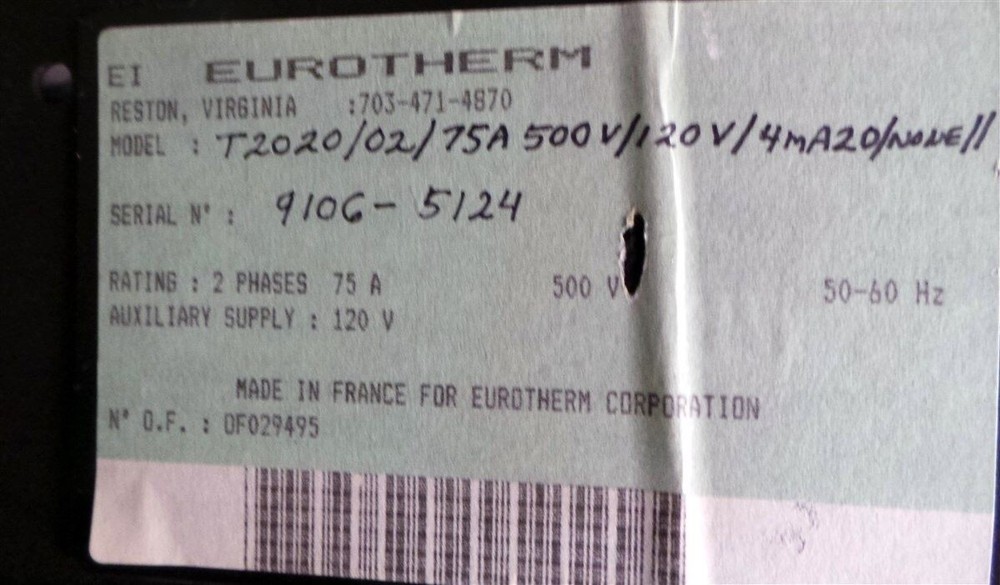 Eurotherm T2020/02 Solid State Contactor 500V