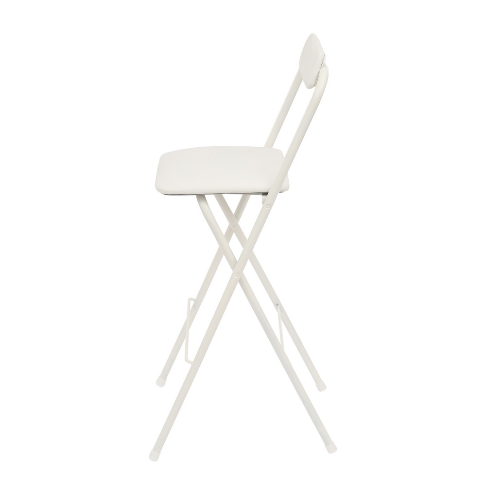 White Foldable Bar Chair - Tall Folding Stool with 275.58 lbs Capacity
