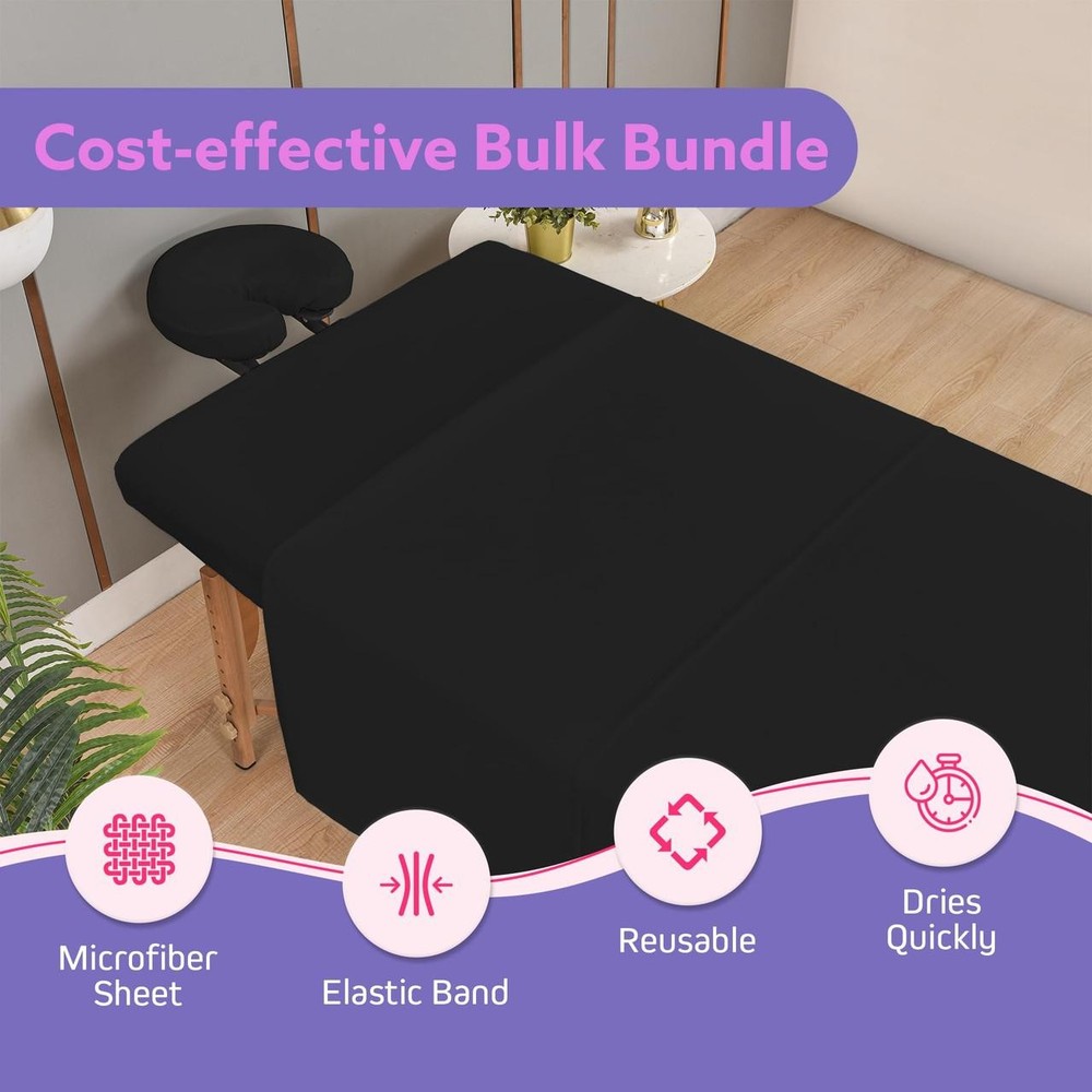 Massage Table Sheets Set – 3 Piece 4 Set, Microfiber Spa Bed