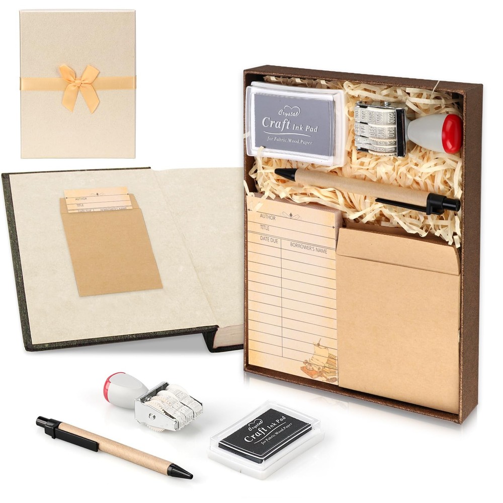 105 PCS Library Card Pockets Personal Library Kit With Due Date Note Cards