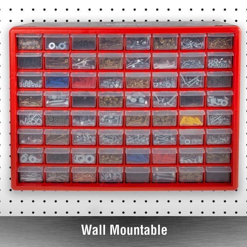 64 Drawer Storage Organizer Plastic Bins Wall Mounted Tool Craft Hardware New