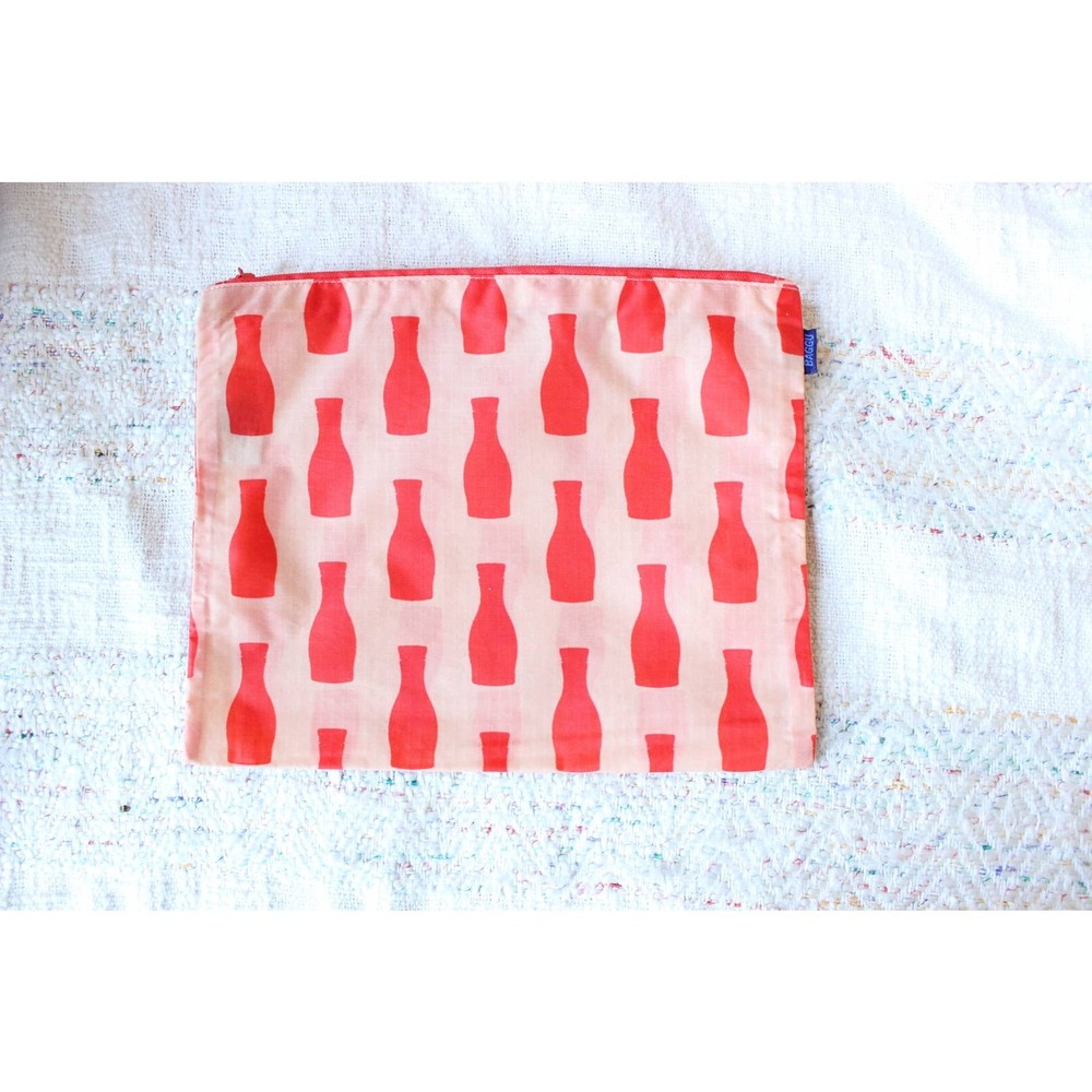 Baggu Custom Orange Ripstop Flat Zip Medium Nylon Pouch