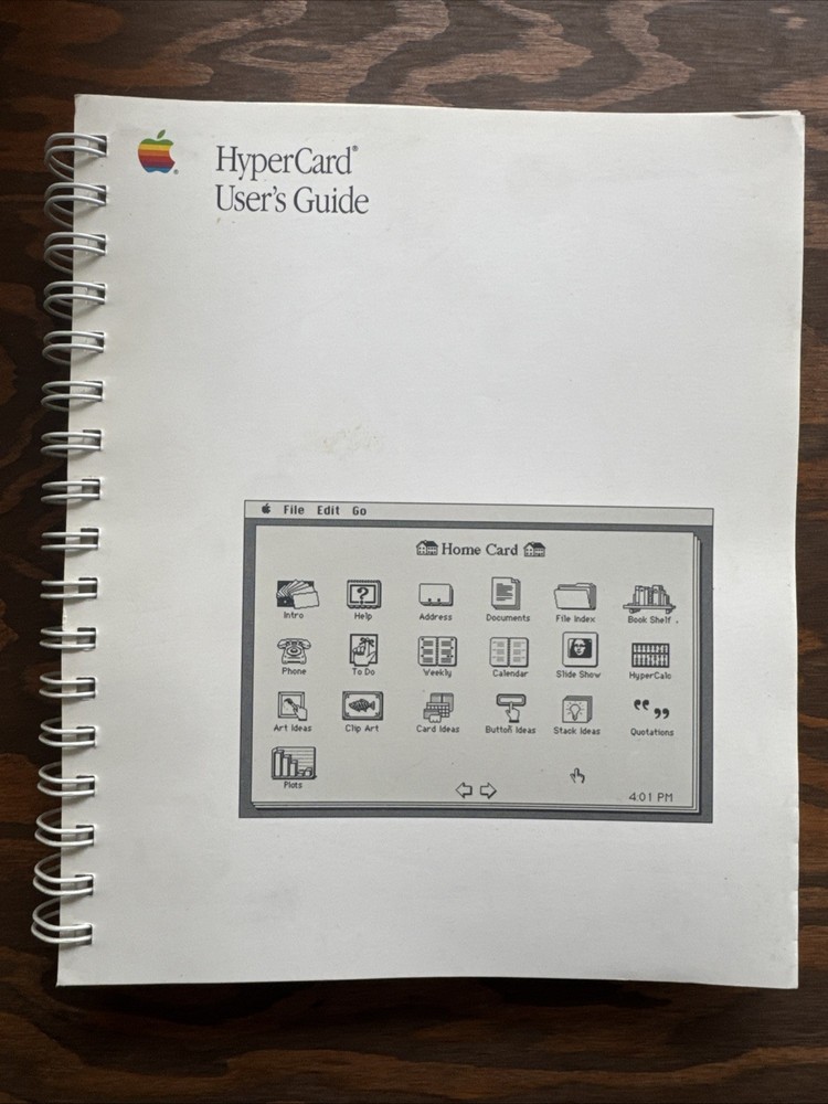Vtg Apple Macintosh HyperCard User's Guide Manual 1989, 030-3081-D