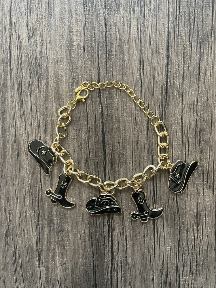 Handmade Black Western Charm Bracelet