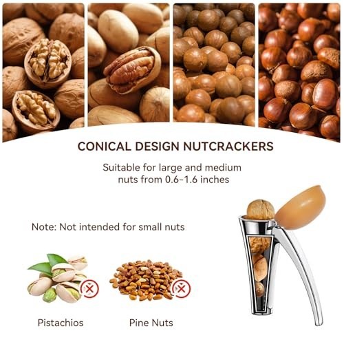 Heavy Duty Nut Cracker Tool with Splash-Proof Lid, Ergonomic Self-Retracting Han