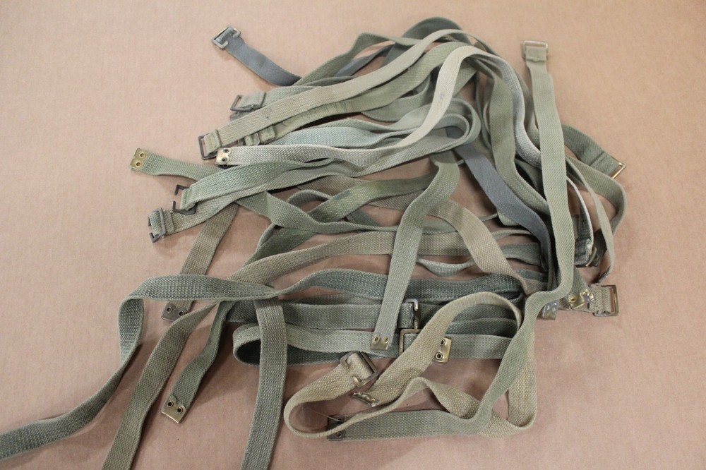 2 Canvas Wool Blanket straps, Back pack, Sleeping Pad, bed roll Army #Bin1