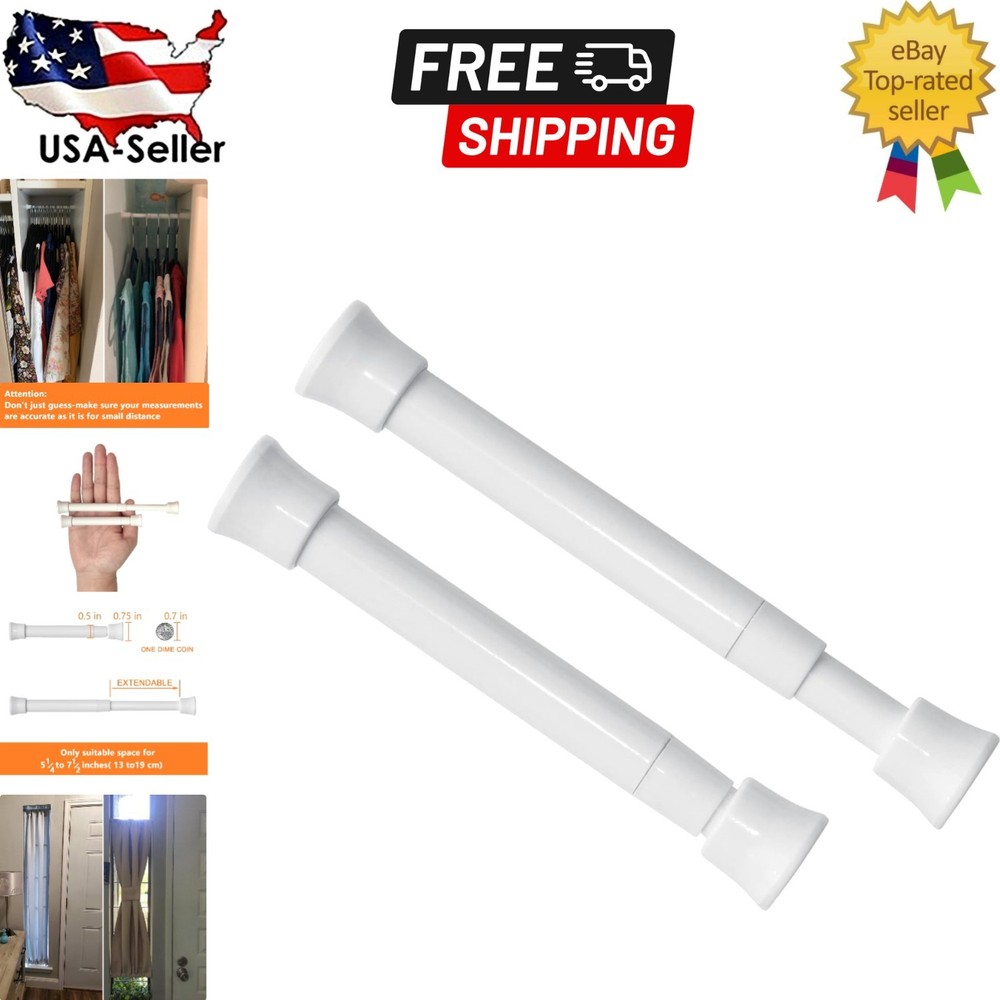 Compact 2-Pack Curtain Rods 5.25-7.5 Inch, Durable & Stylish – No Tools Required