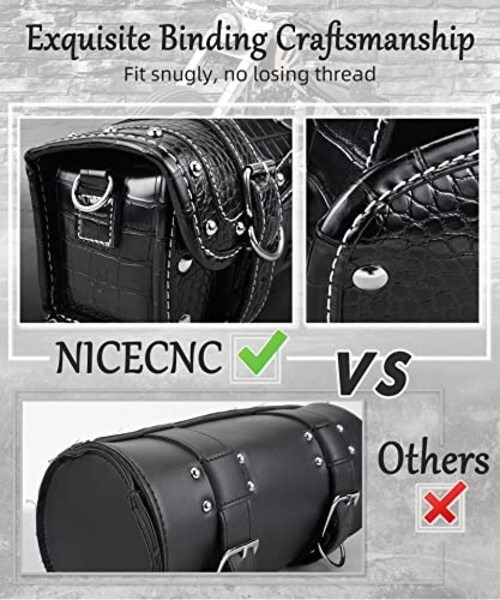 Motorcycle Fork Bag Handlebar Bag Crocodile Skin Black-Crocodile Pattern