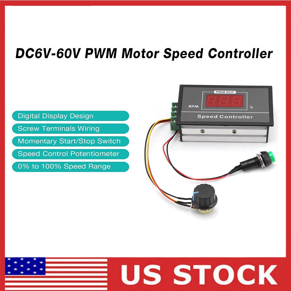 DC6-60V 12V 24V 36V 48V 30A PWM DC Motor Speed Controller Start Stop Switch
