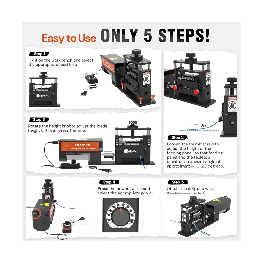 Automatic Wire Stripper Machine with Upgraded Motor, Electric Cable Stripping...