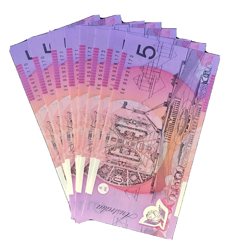 1995 $5 Note Australian Decimal Matched Serial Number Sequential Uncirculated