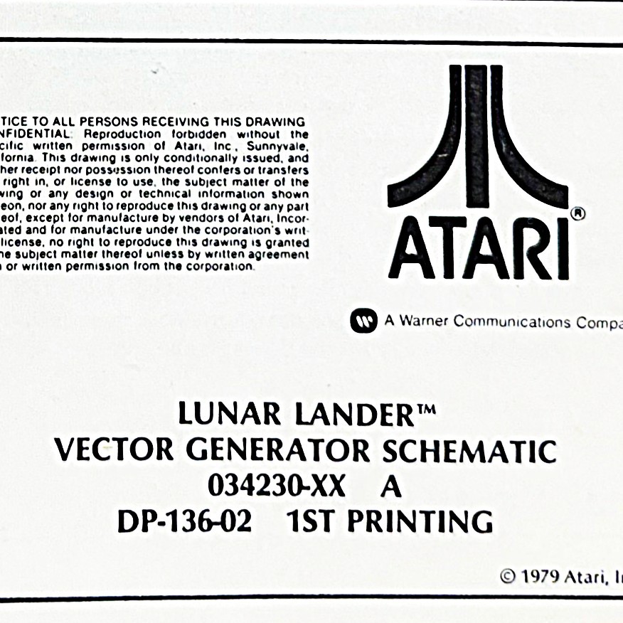 Atari Lunar Lander Arcade Video Game Manual Schematics ORIGINAL