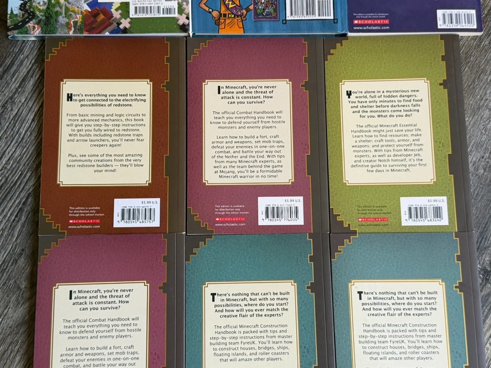 MINECRAFT Book 9pc Lot Guidebook Handbook Fiction Mojang Studios