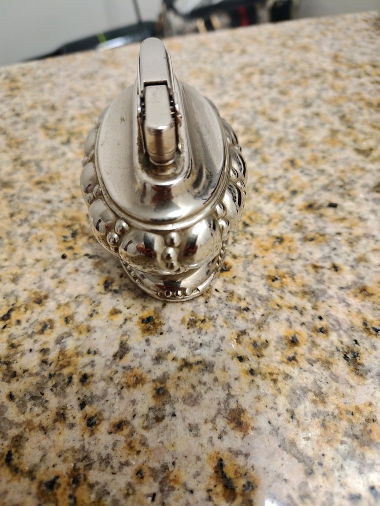 Ronson Table Lighter Crown Rhodium Plated