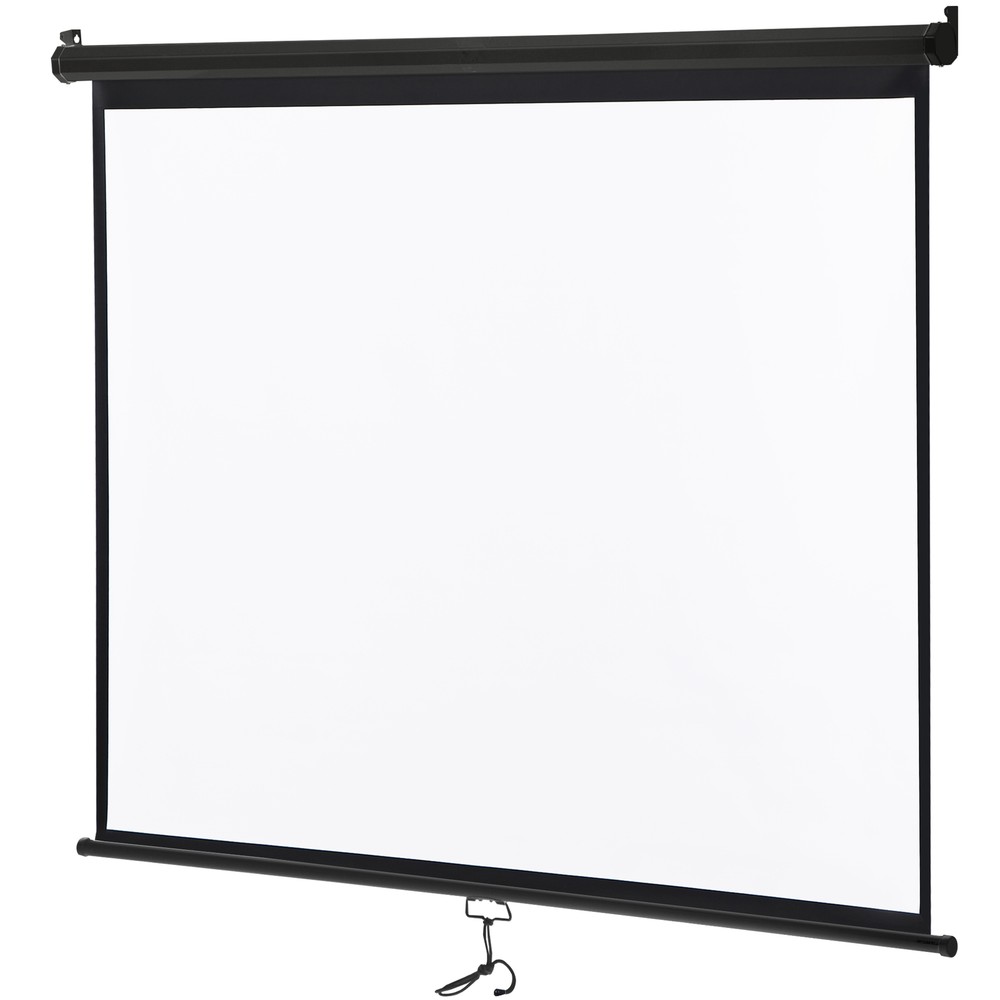 72 Inch Projector Screen Projection Screen Manual Pull Down 4:3 HD Format Black