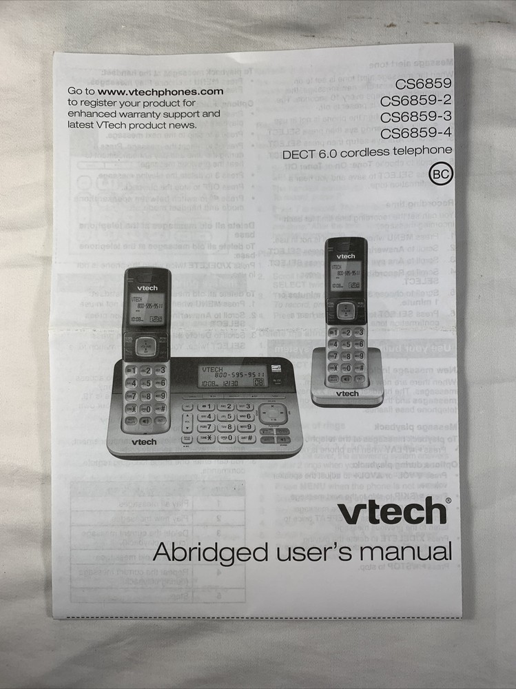 vtech CS6859 Abridged User's Manual