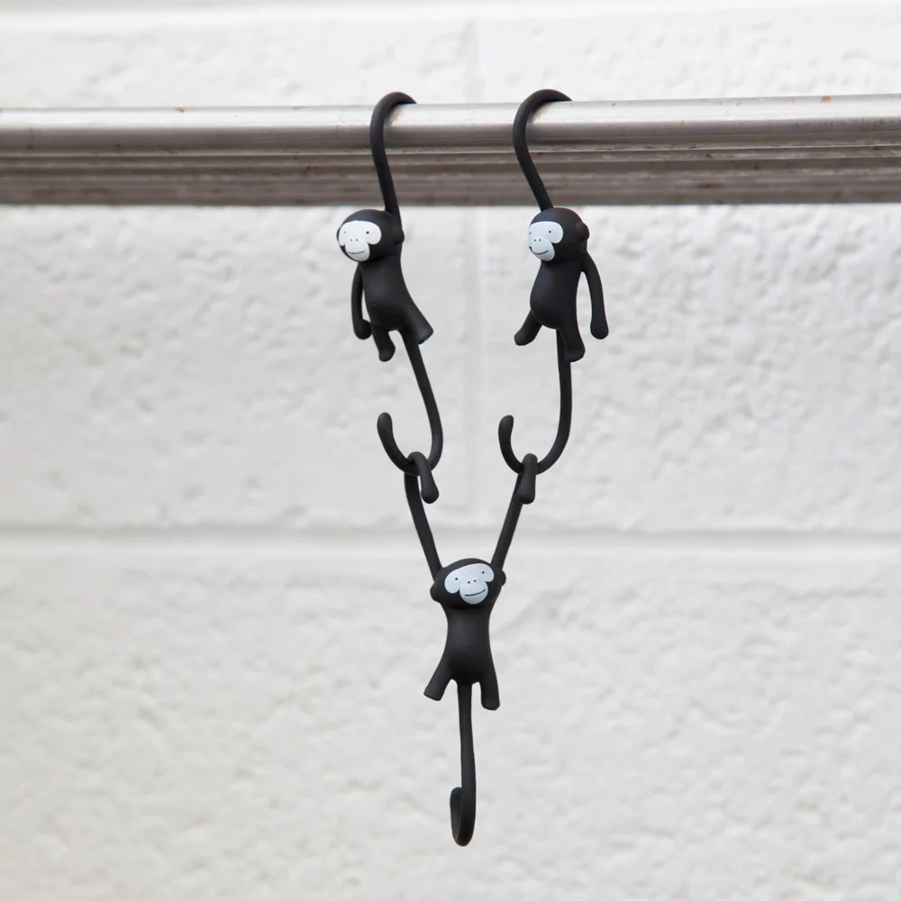 Monkey Business Just Hanging Monkey Kitchen Hooks Black