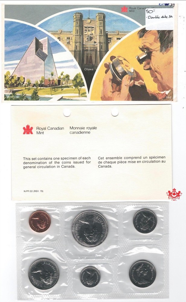 1979 Canada Proof Like Set - Double Date 5 Cents -