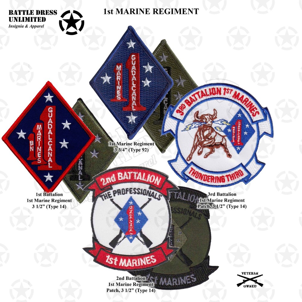 1st Marine Regiment 1st 2nd 3rd Battalion 1st Marines Patch MCCU Subdued USMC