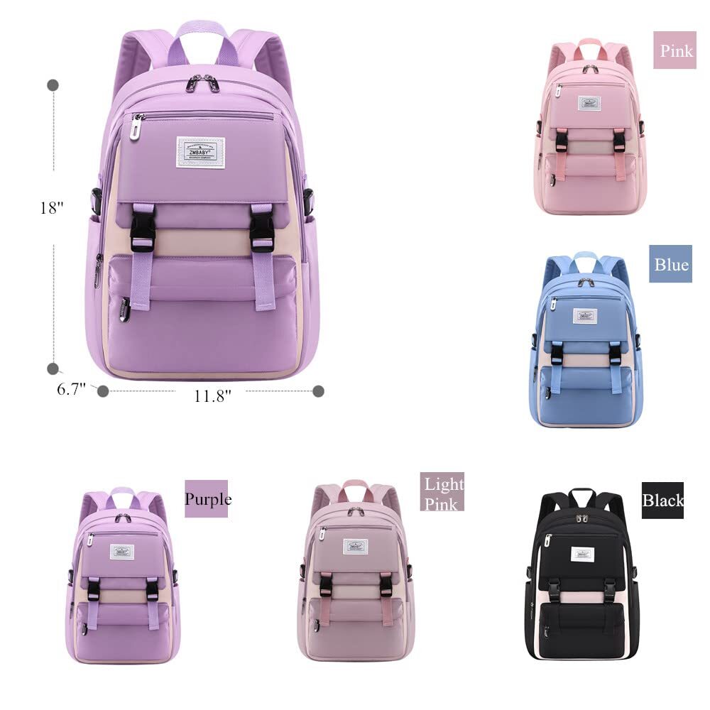 Kids Backpack Solid Color Girls Elementary Middle School Casual Daypack Light...